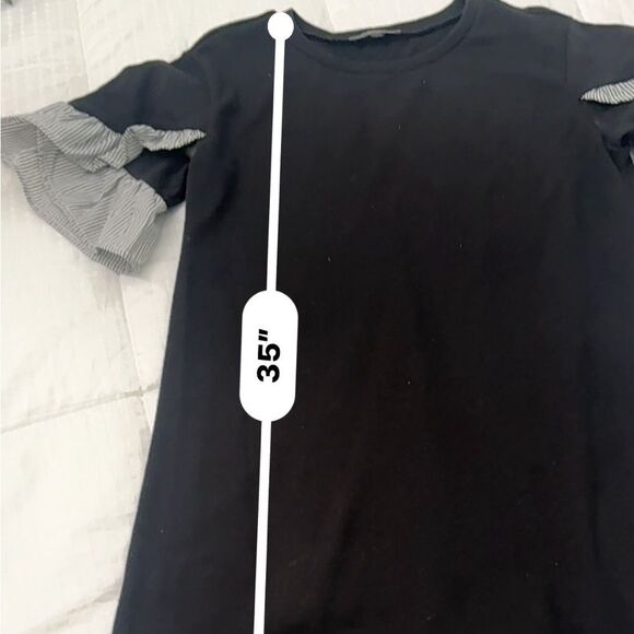 Luxology Black and White Flutter Sleeve Mock Neck Dress - Picture 5 of 8